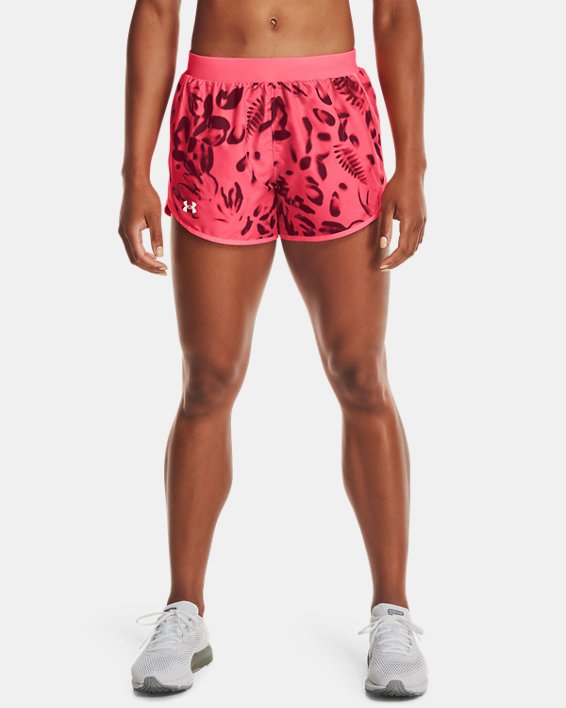 Women's UA Fly-By 2.0 Printed Shorts, Pink, pdpMainDesktop image number 0